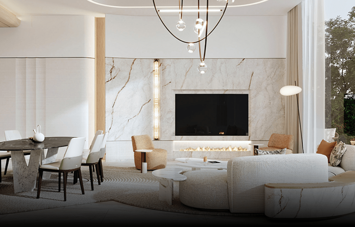Chalet living and dining interior at La Mazzoni