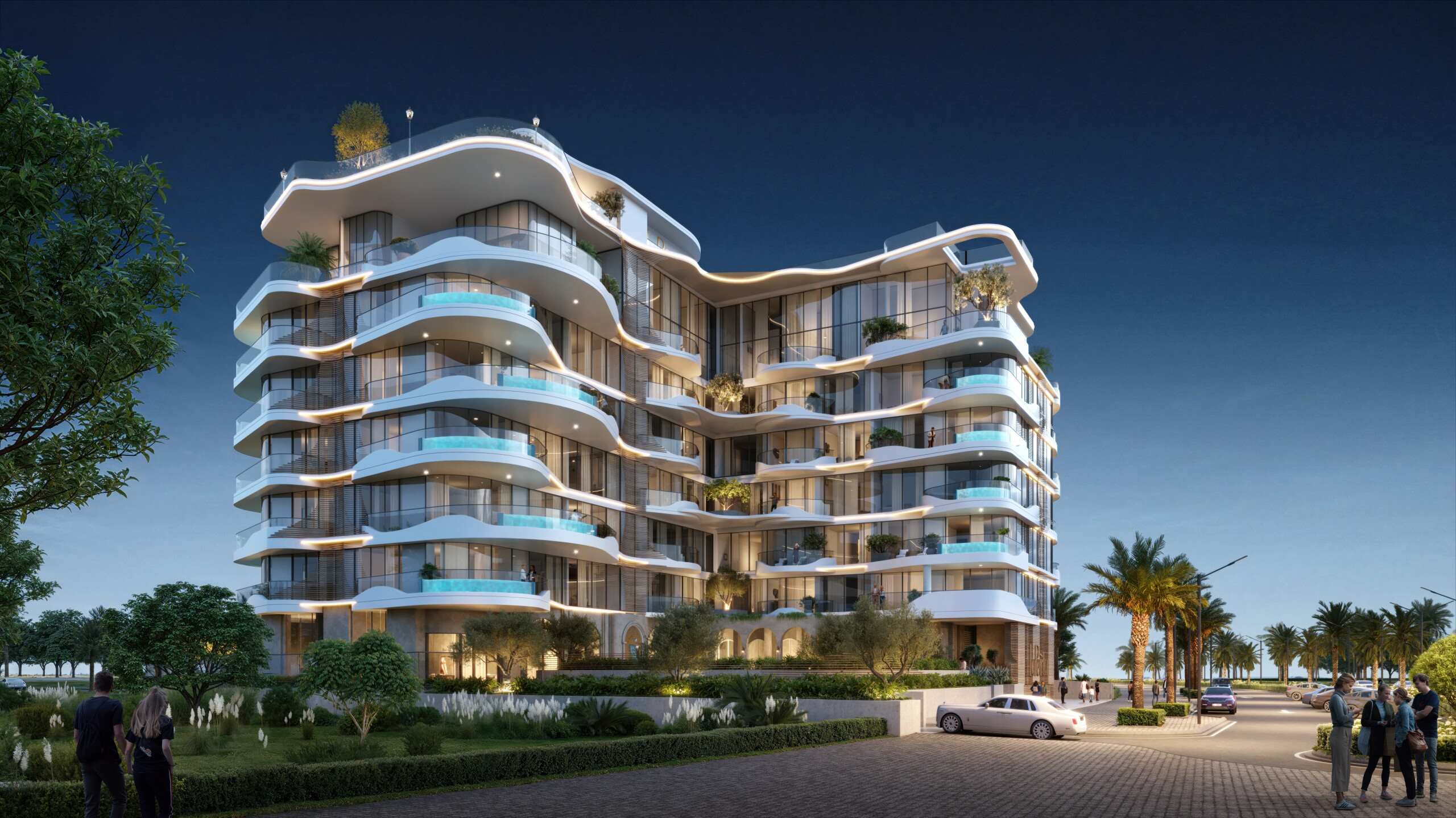 Exterior render of La Perla on Al Marjan Island, view 3
