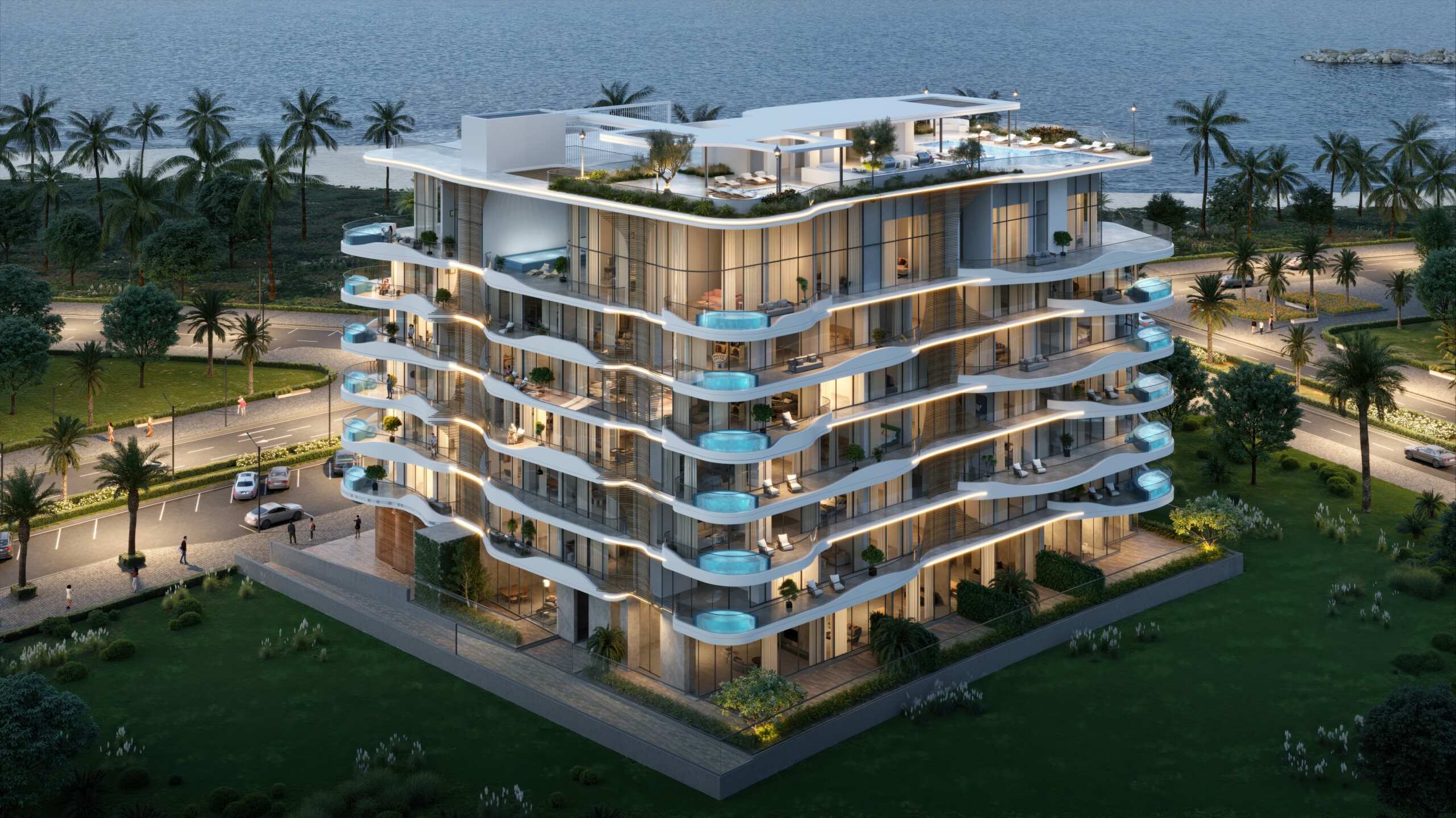 Exterior render of La Perla on Al Marjan Island, view 4