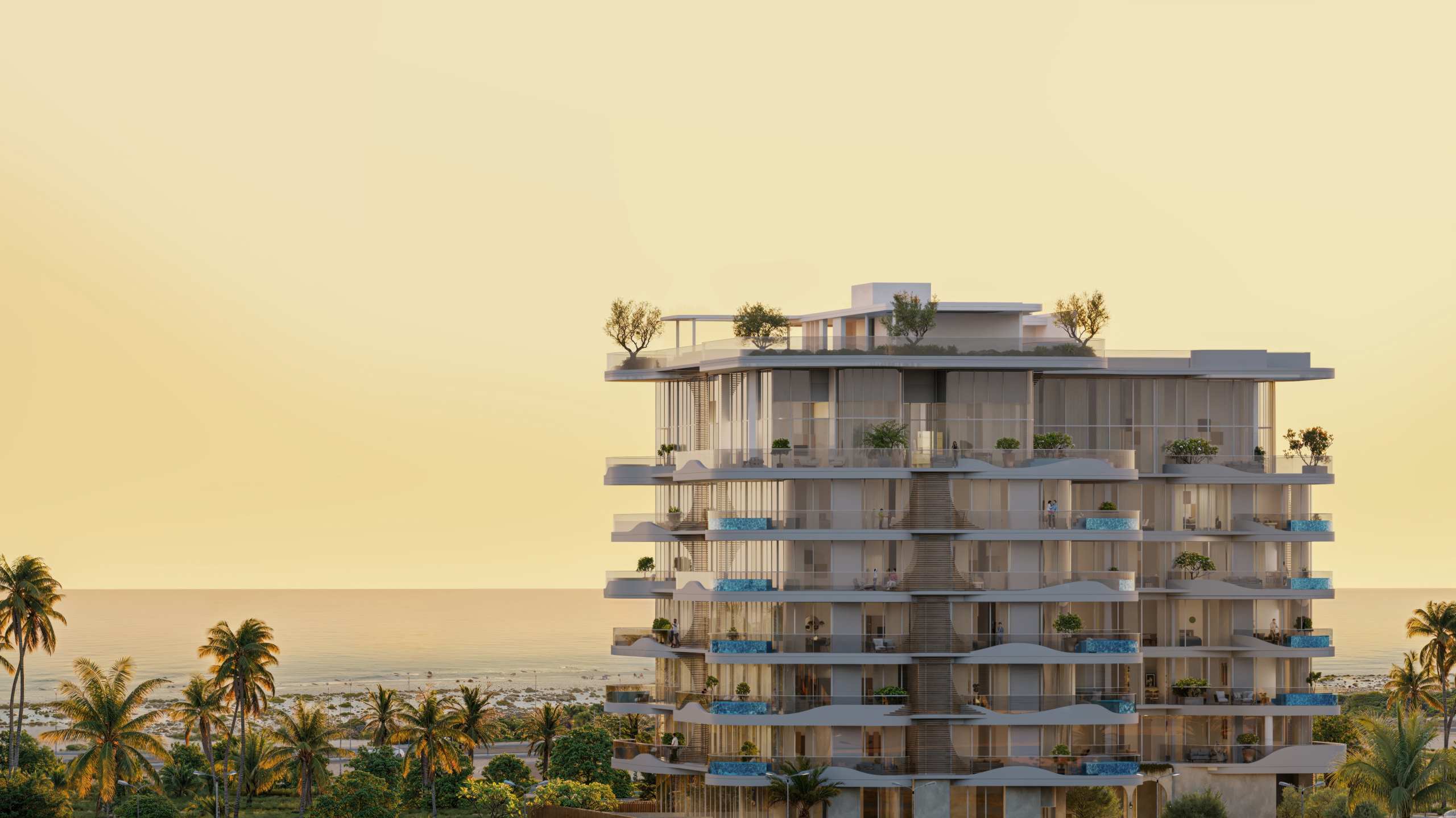 Exterior render of La Perla on Al Marjan Island, view 7