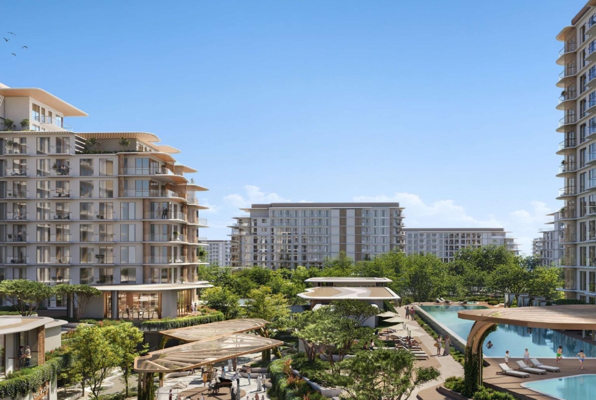 Lunara apartment open-plan living, dining and kitchen interior