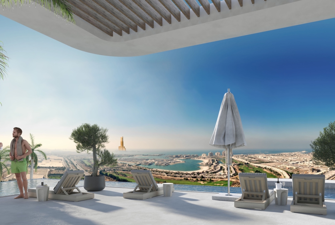 Infinity pool deck with Ras Al Khaimah views at One RAK Central
