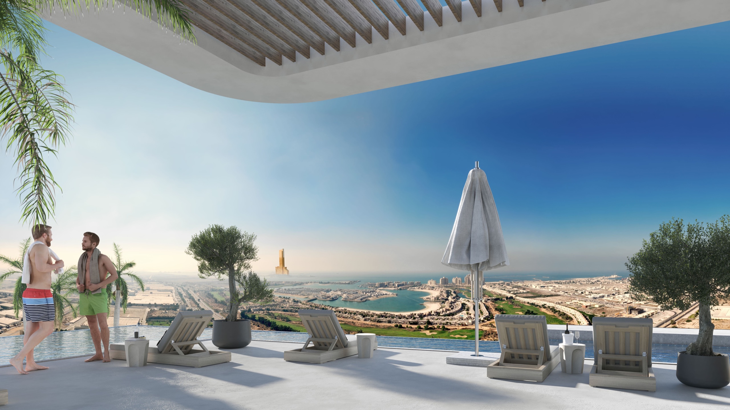 Infinity pool deck with Ras Al Khaimah views at One RAK Central