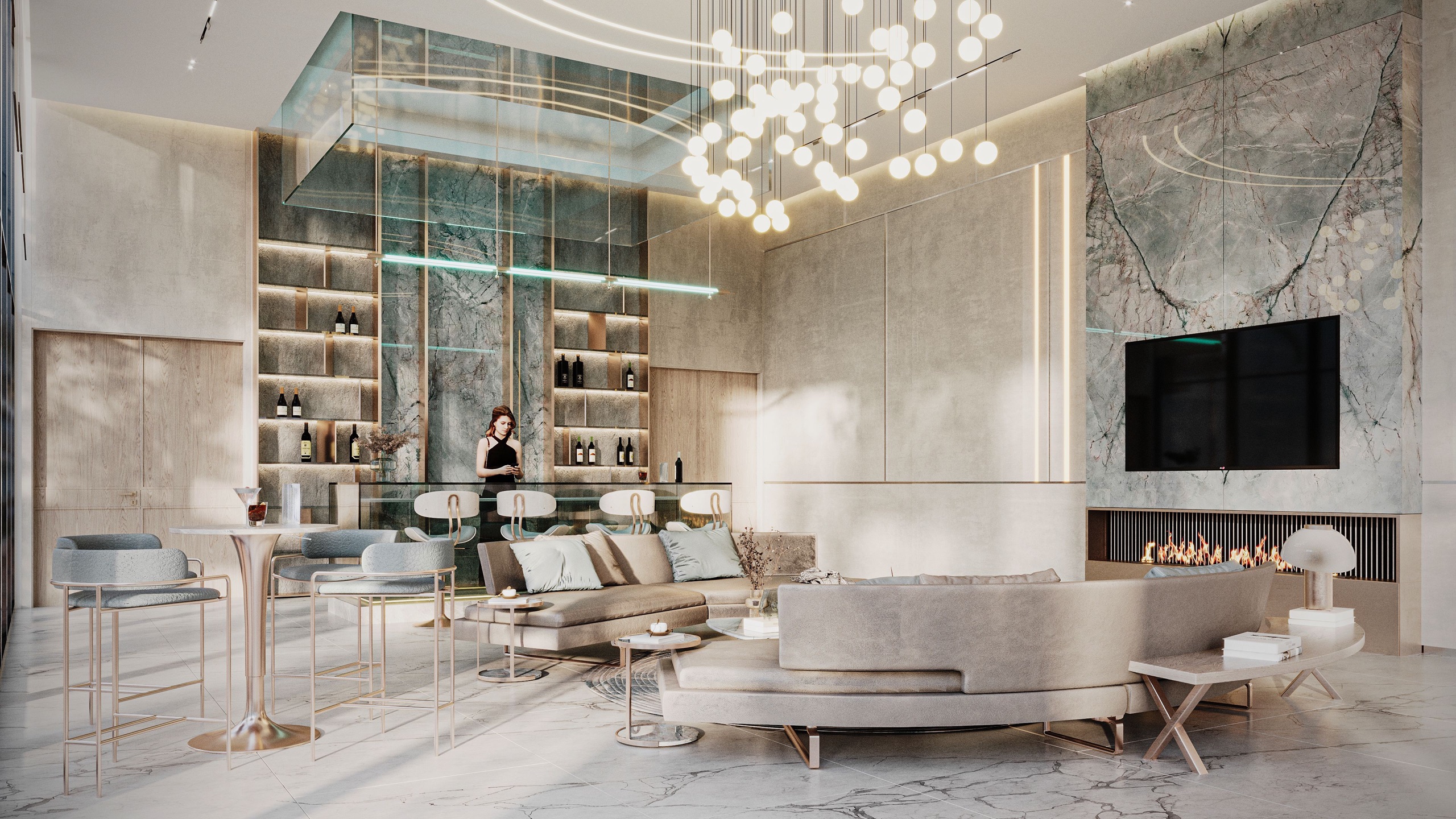 Contemporary residents lounge at One RAK Central