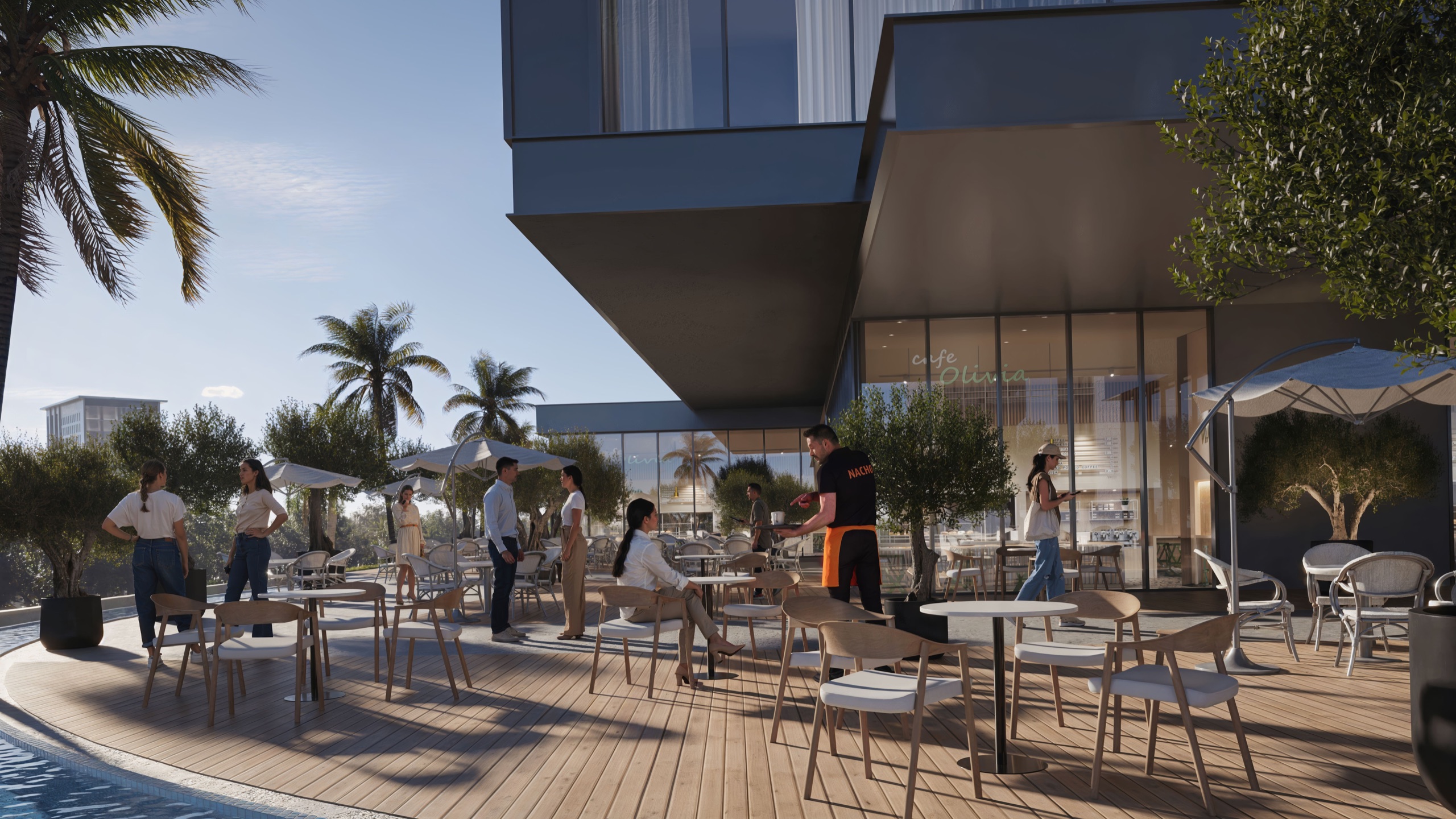 Outdoor dining terrace at One RAK Central