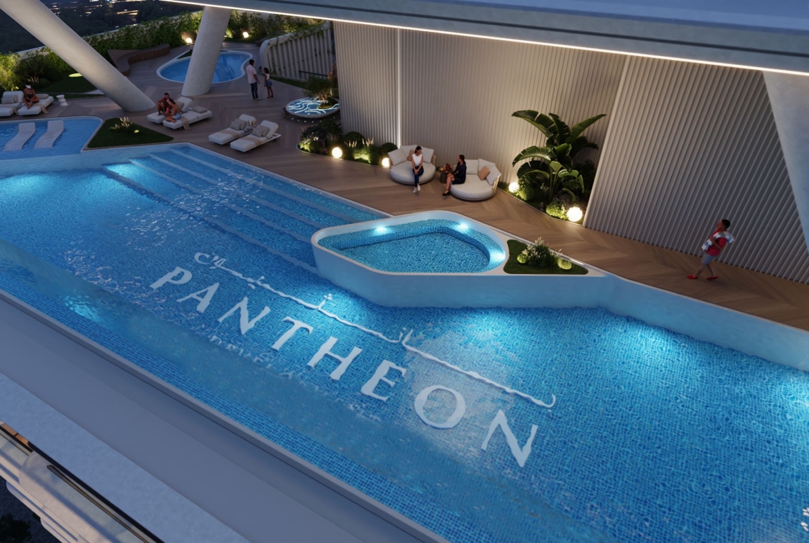 Rooftop pool and landscaped terrace at One RAK Central
