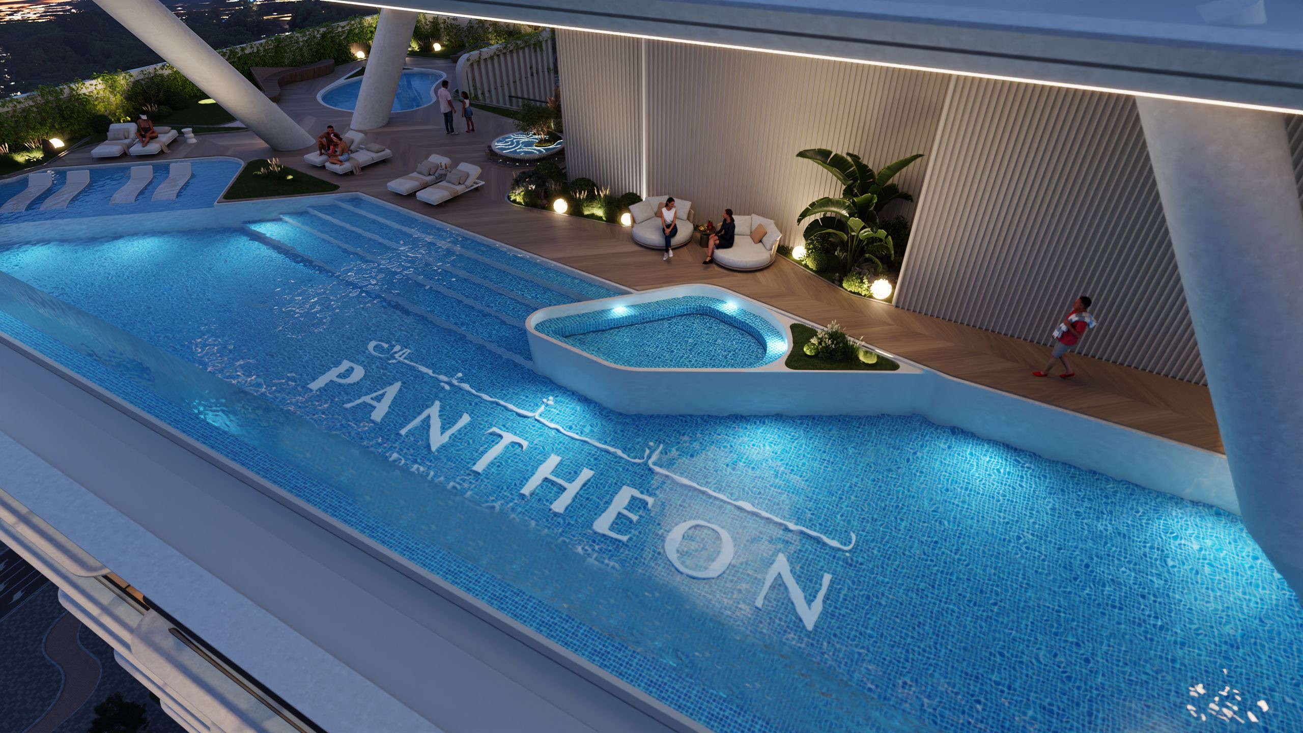 Rooftop pool and landscaped terrace at One RAK Central