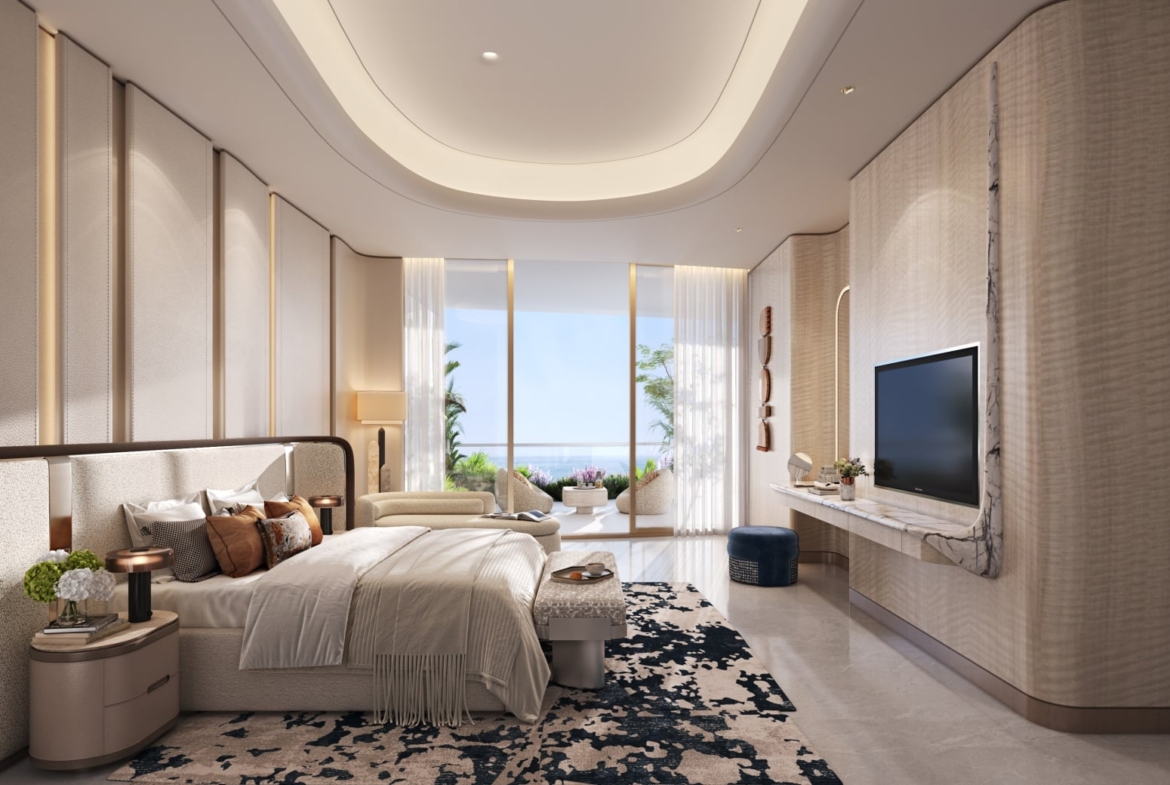 Bedroom interior in an Oystra duplex residence