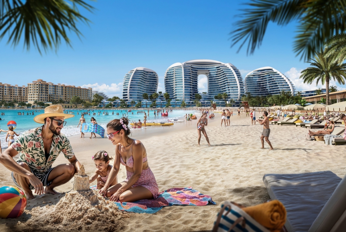 Family beach setting overlooking Oystra by Richmind