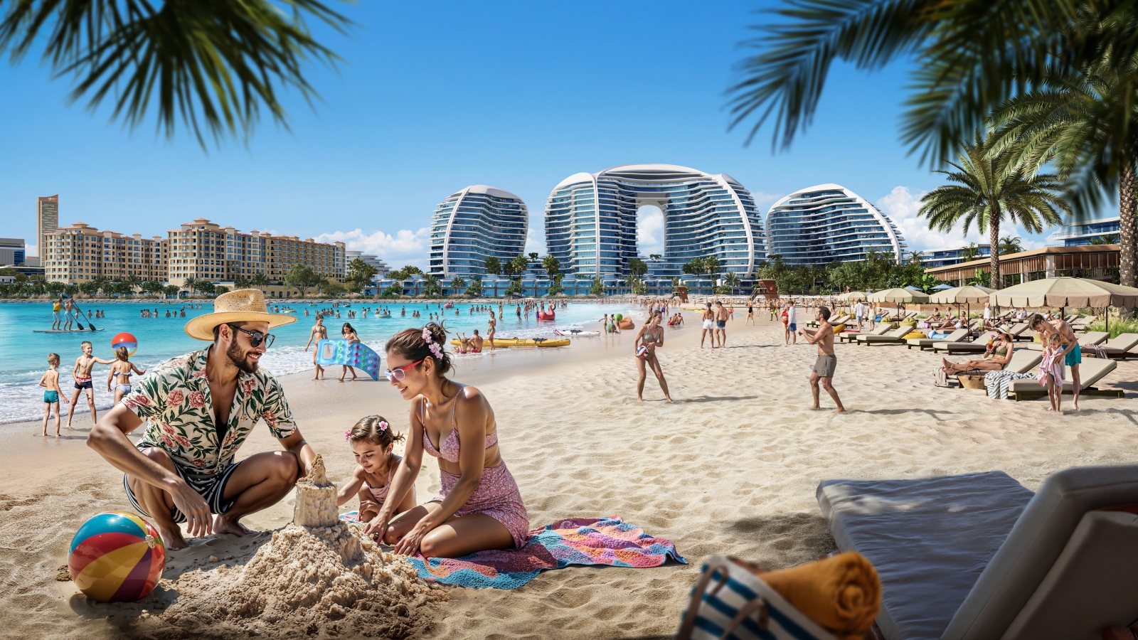 Family beach setting overlooking Oystra by Richmind
