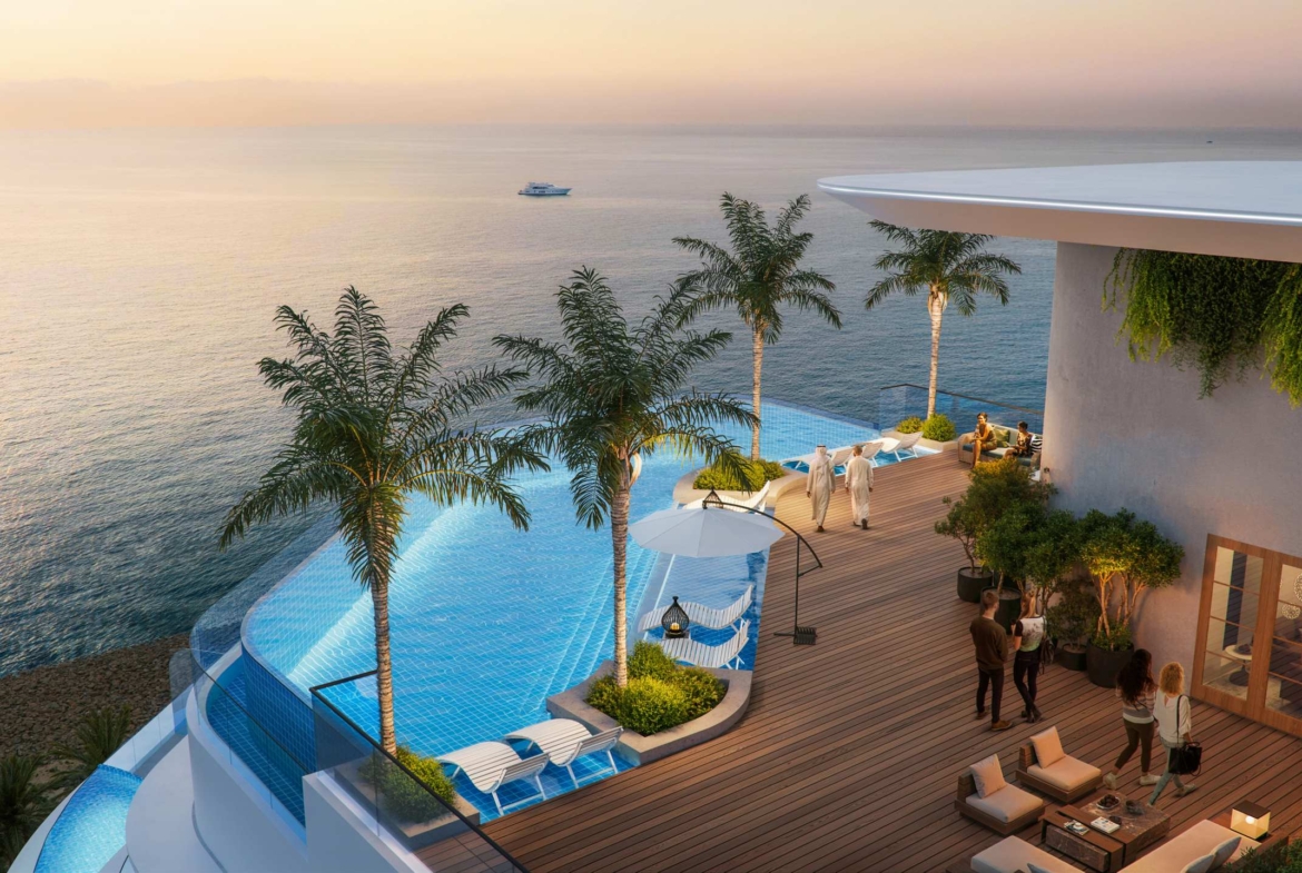 Exterior render of Pelagia on Al Marjan Island, view 3