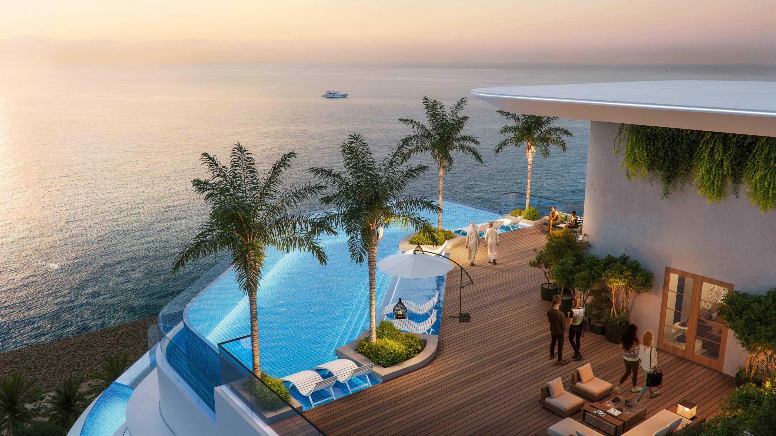 Exterior render of Pelagia on Al Marjan Island, view 3
