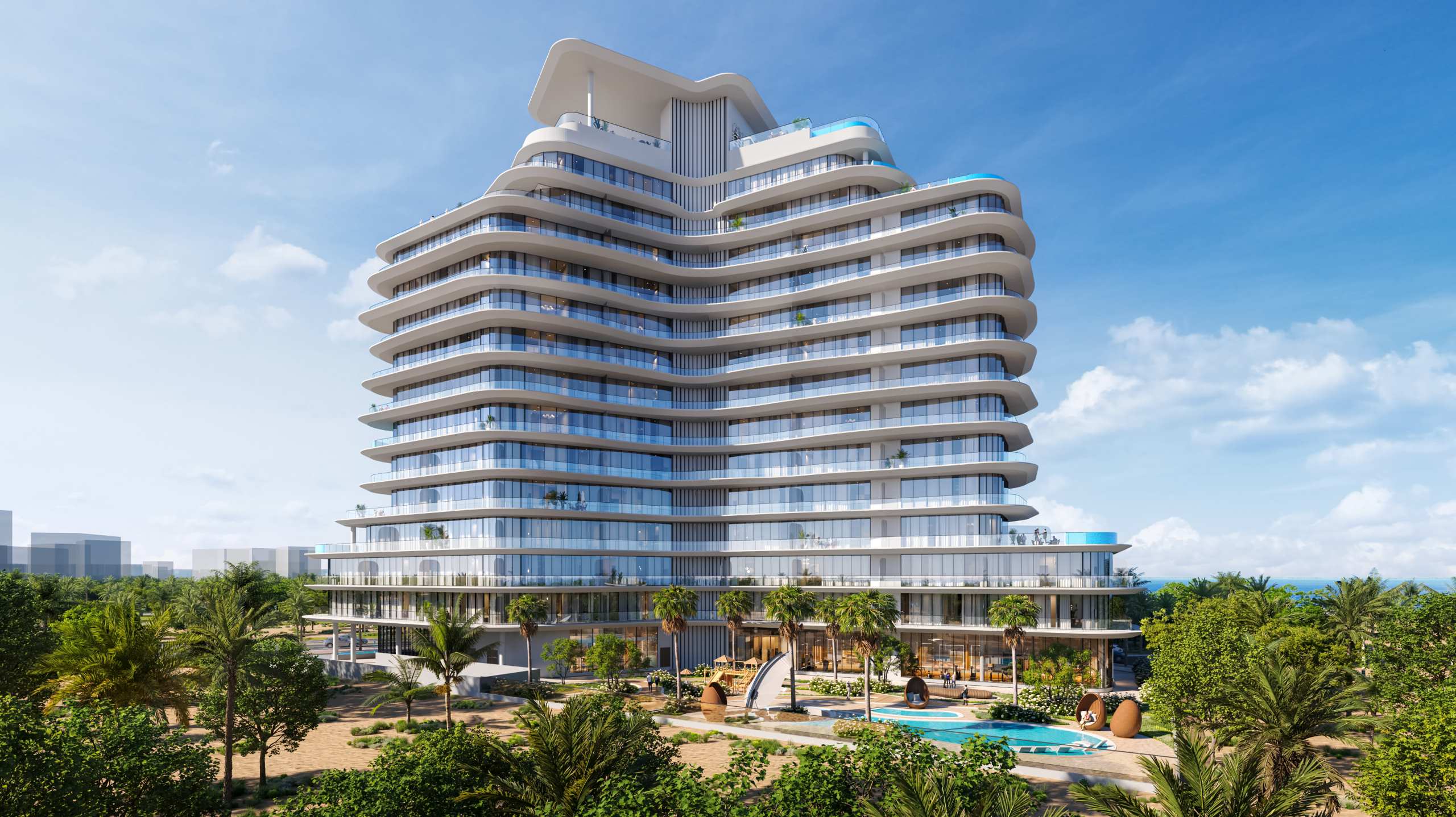 Exterior render of Pelagia on Al Marjan Island, view 6