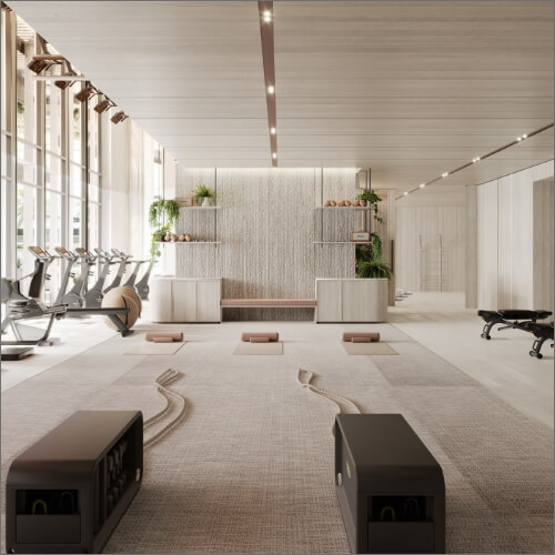 Wellness studio with cardio and yoga areas at Playa Del Sol
