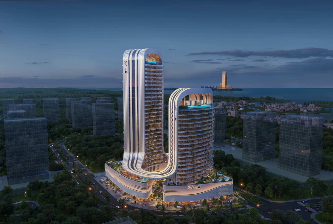 Exterior render of Radisson Blu Residences at RAK Central, view 6