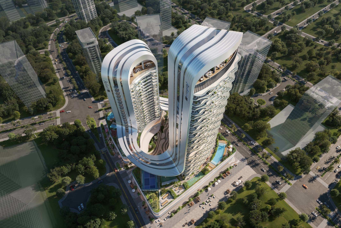Exterior render of Radisson Blu Residences at RAK Central, view 7