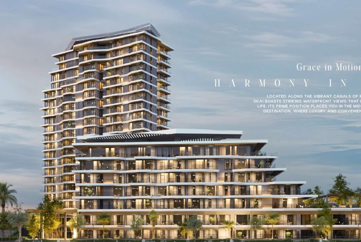 SKAI waterfront residences and swimming pool at Raha Island, Mina, Ras Al Khaimah