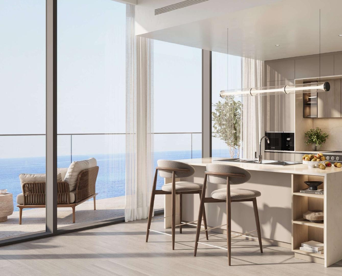 SKAI kitchen and dining area SKAI residence kitchen and dining interior rendering
