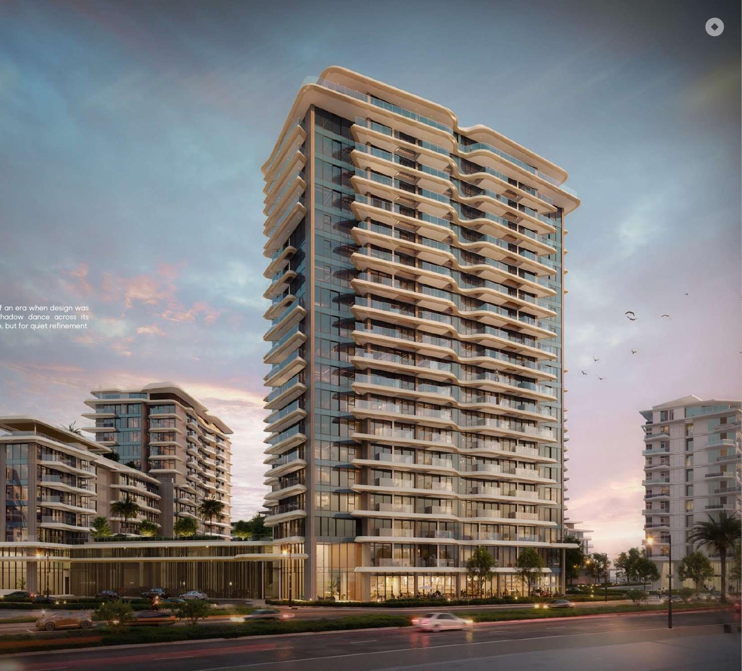 Solera tower exterior rendering in Downtown Mina Ras Al Khaimah