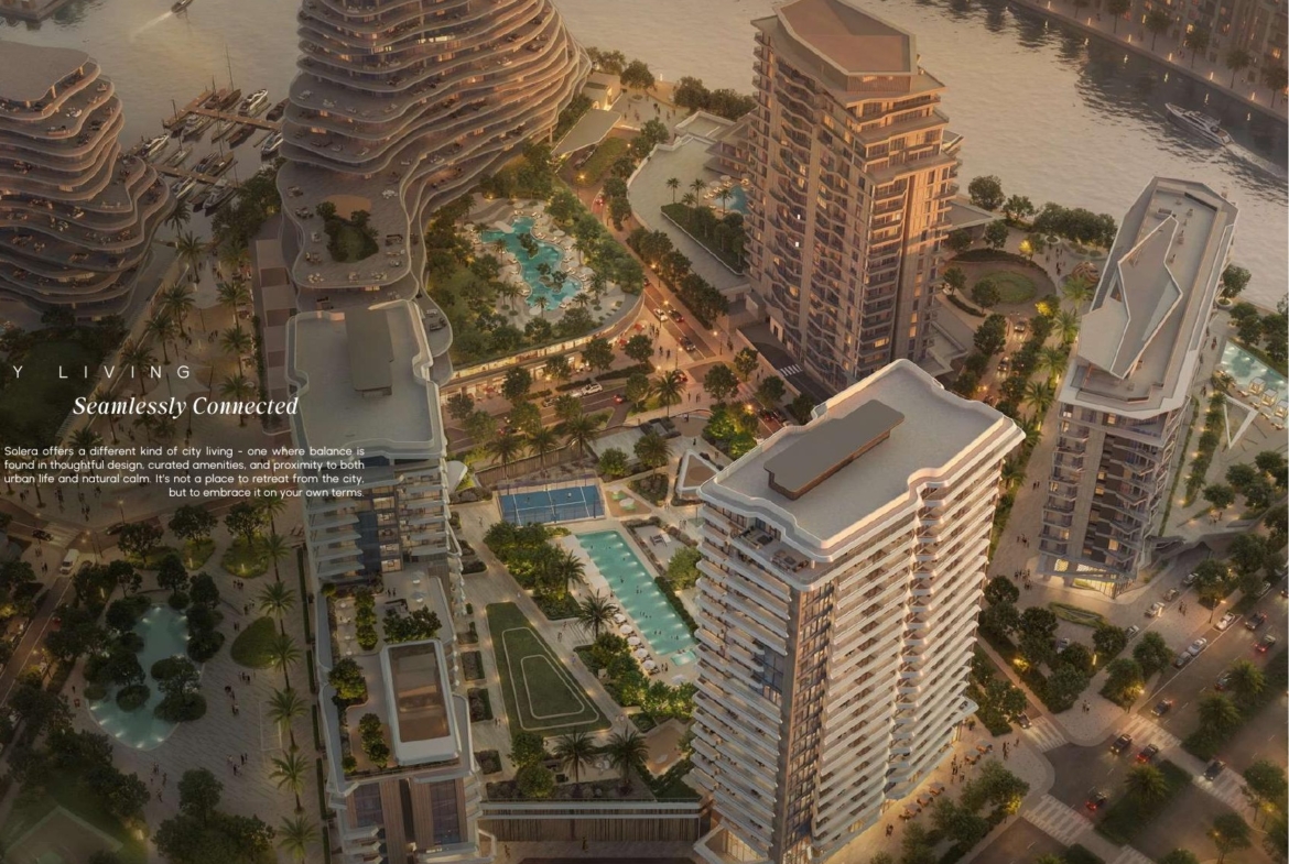 Solera Downtown Mina masterplan aerial rendering