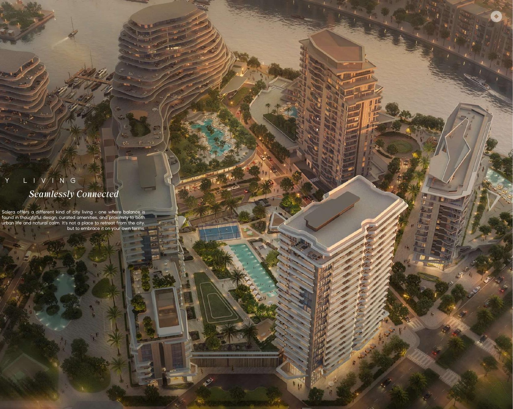 Solera Downtown Mina masterplan aerial rendering