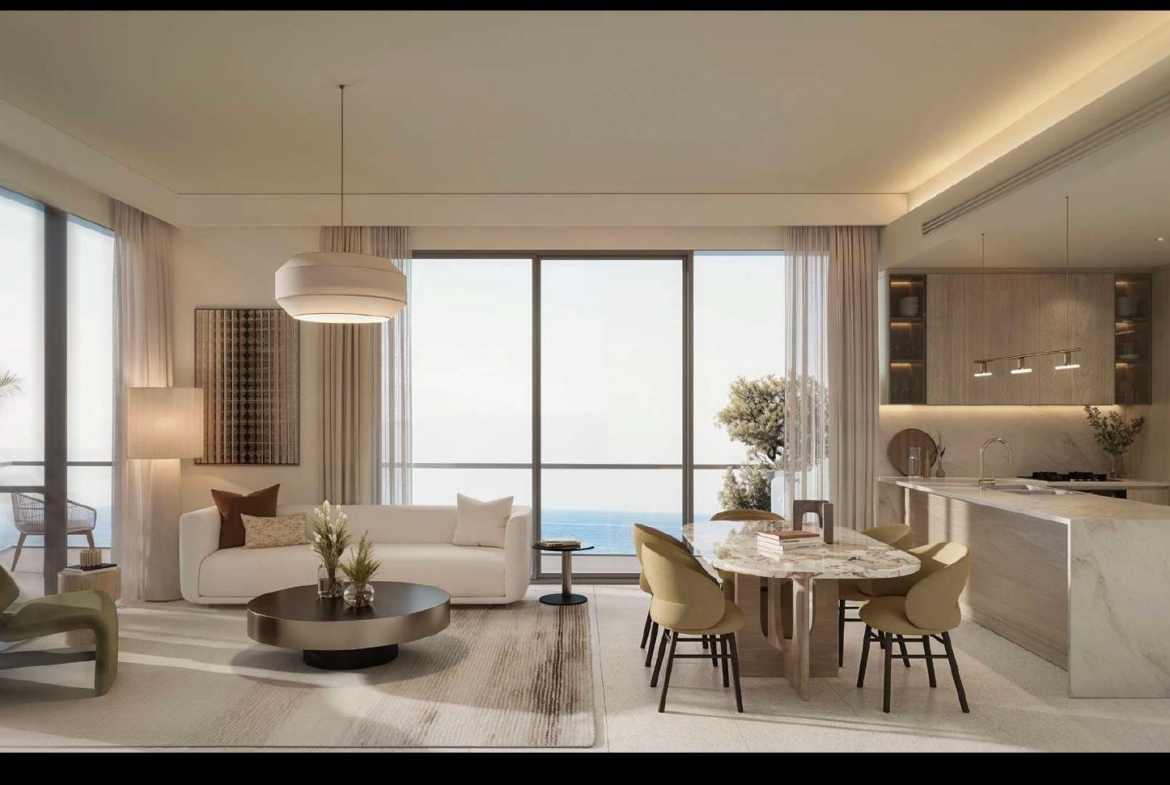 Solera apartment living and dining interior rendering