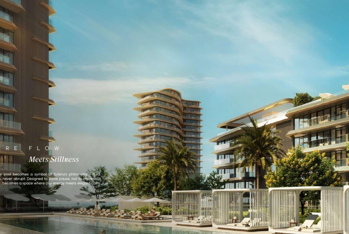 Solera swimming pool and residential exterior rendering