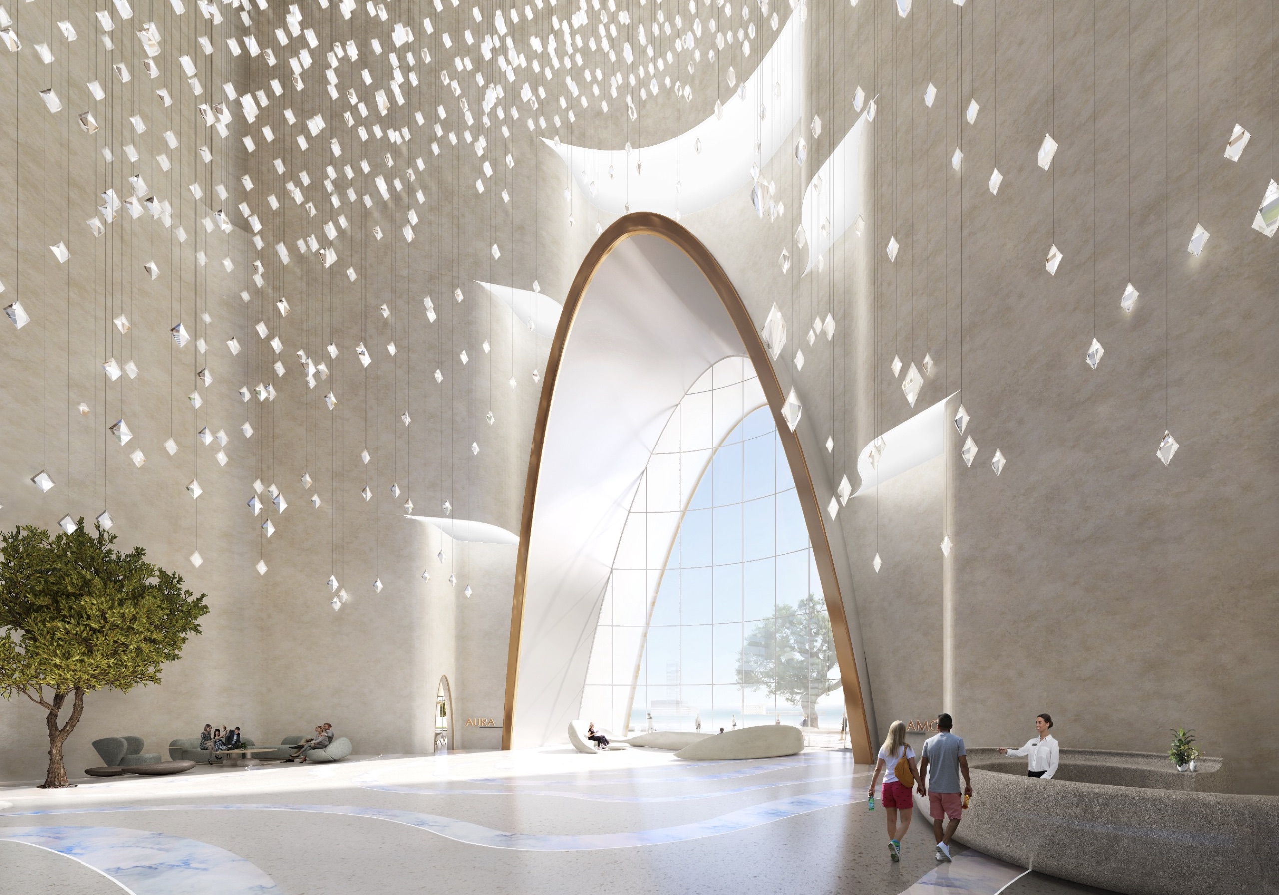 Sora Beach Residences lobby and signature arched entrance