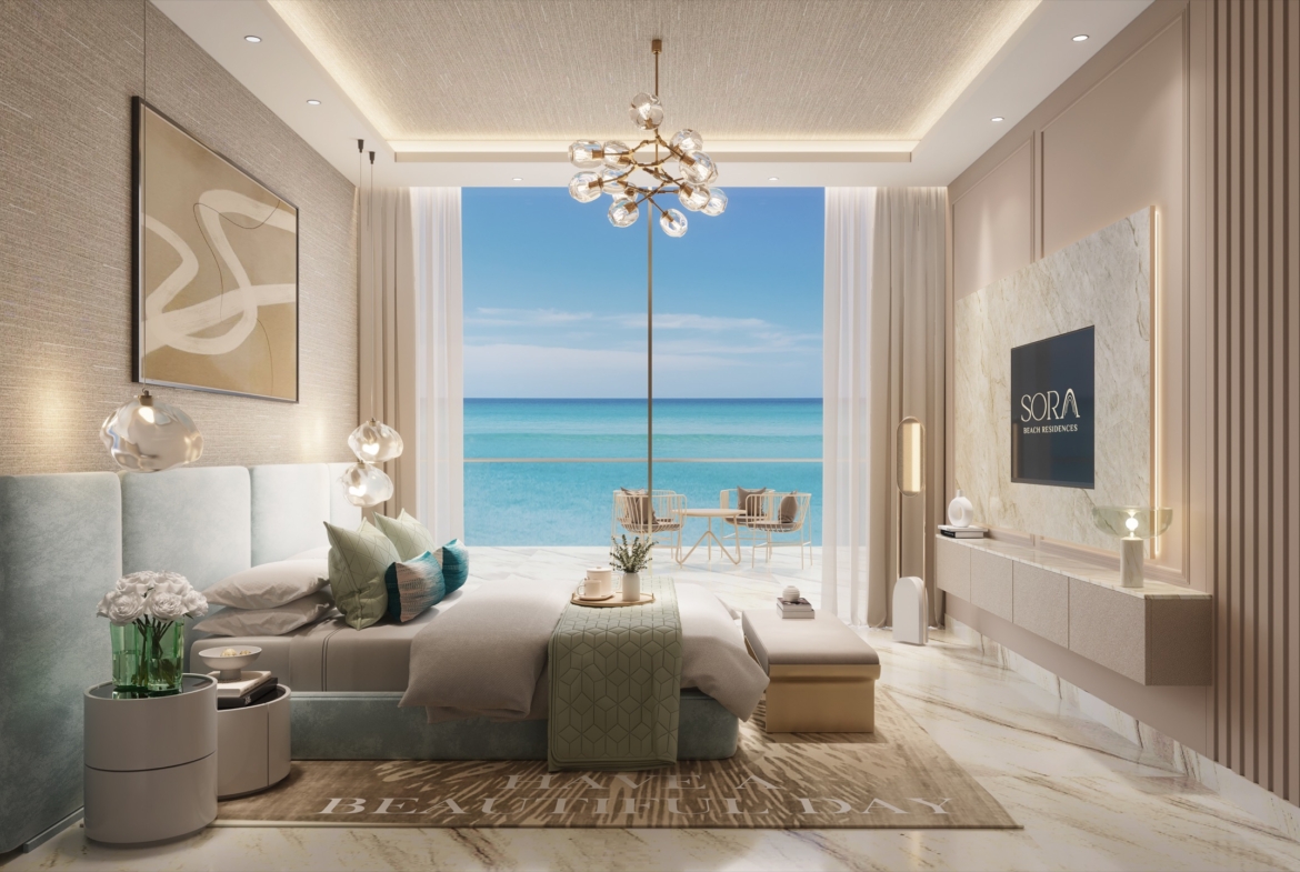 Sea-view bedroom at Sora Beach Residences
