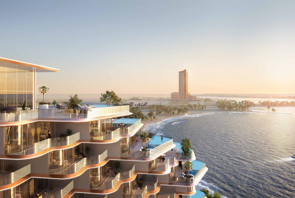 Sora Beach Residences sea-facing balconies on Al Marjan Island
