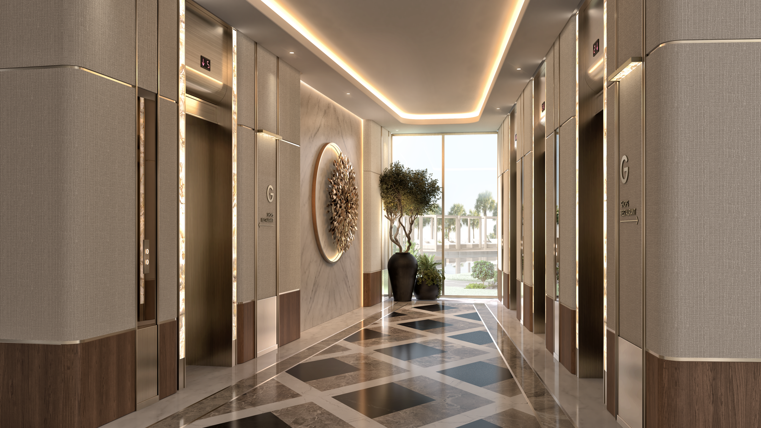 Taj Wellington Mews elevator lobby