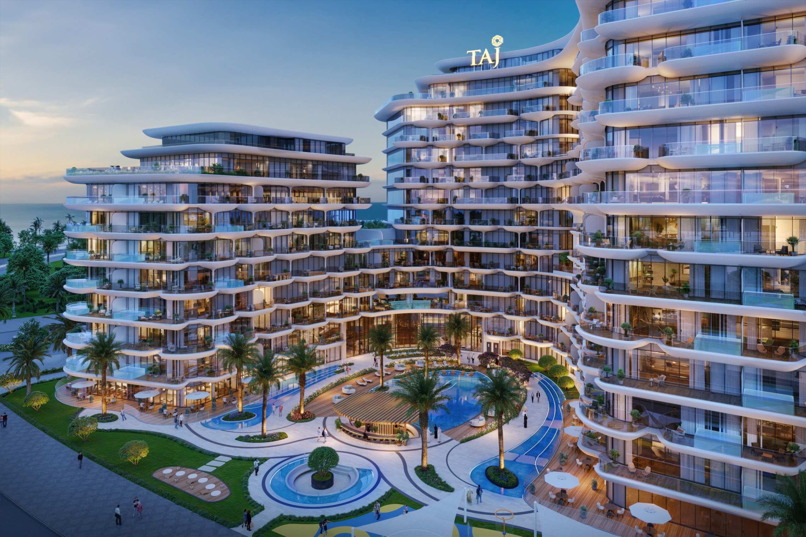 Exterior render of Taj Wellington Mews on Al Marjan Island, view 3