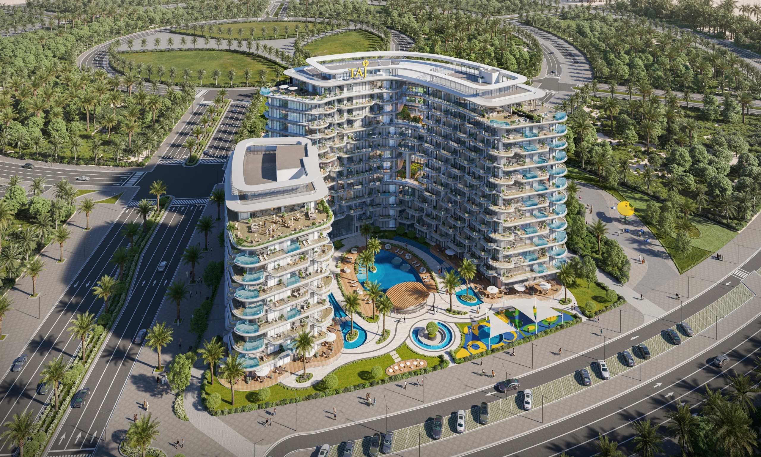 Exterior render of Taj Wellington Mews on Al Marjan Island, view 5
