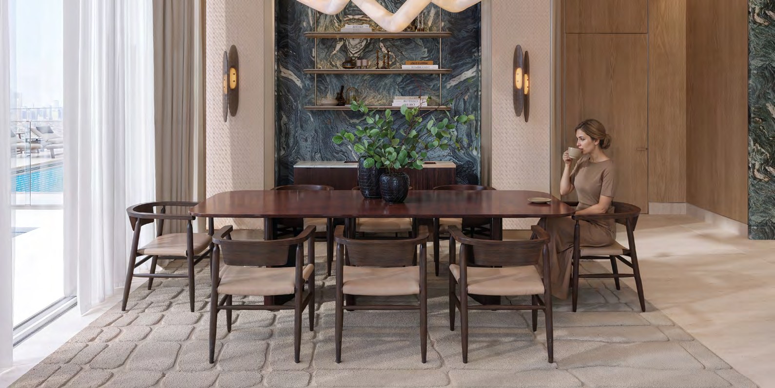 Dining area inside a Binghatti Spectre residence