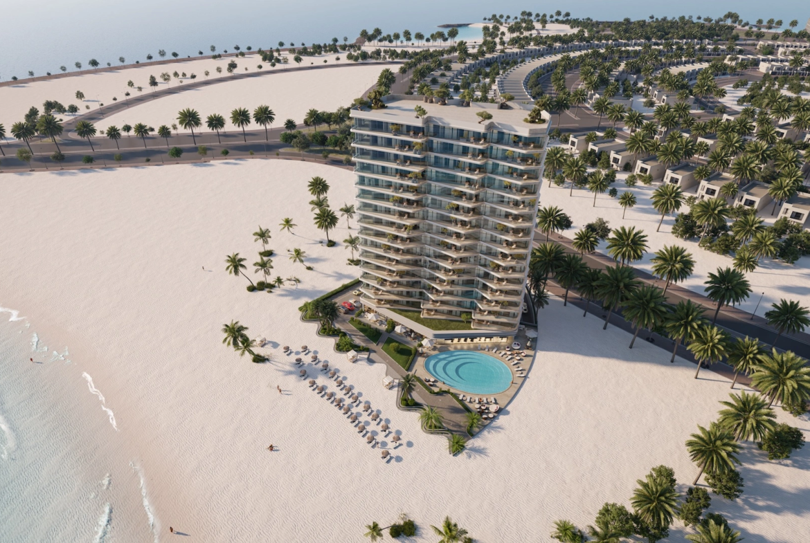 Aerial view of The Beach Vista within Al Marjan Island