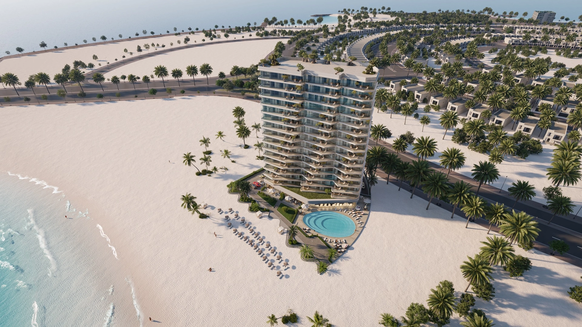 Aerial view of The Beach Vista within Al Marjan Island