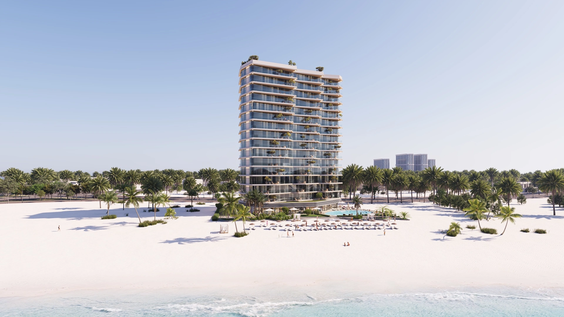 Semi-aerial view of The Beach Vista and its beachfront setting
