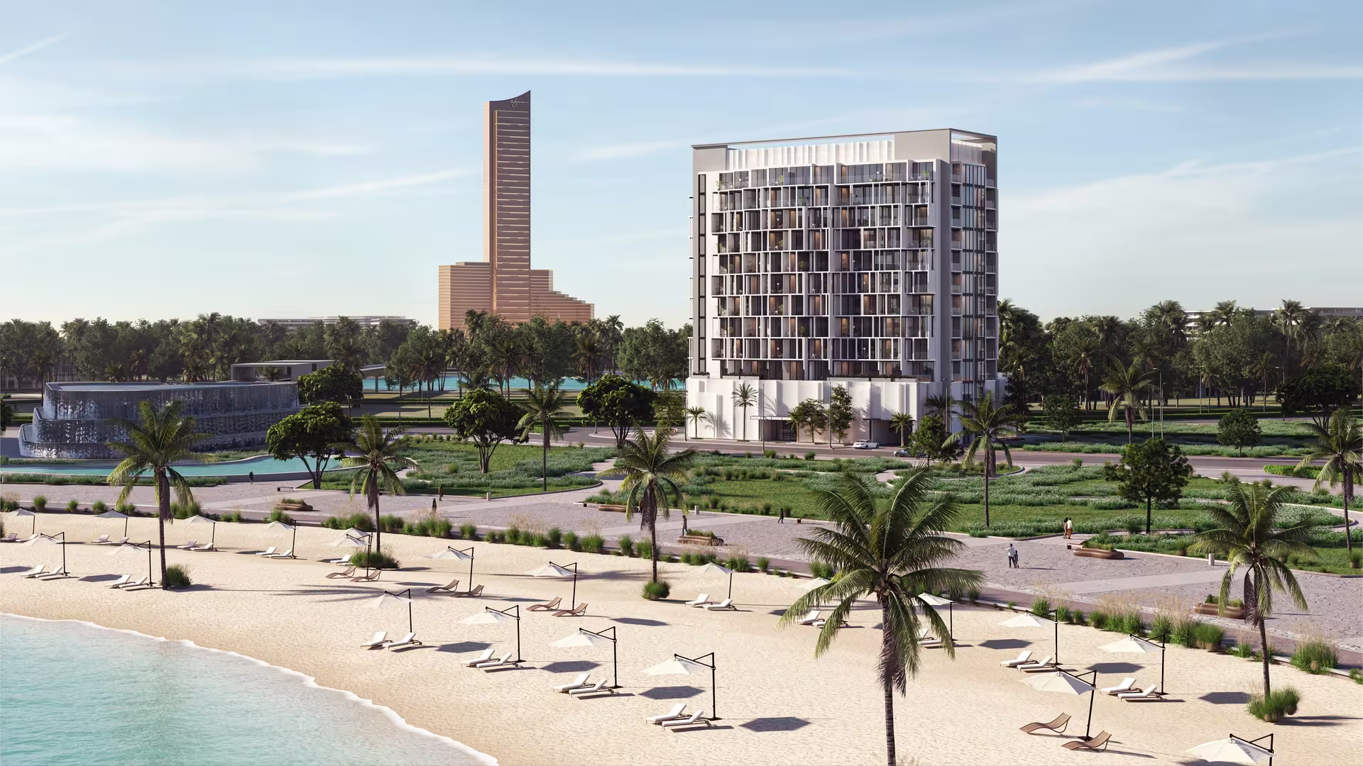 The Island Heights with Al Marjan Island beachfront and Wynn in the distance